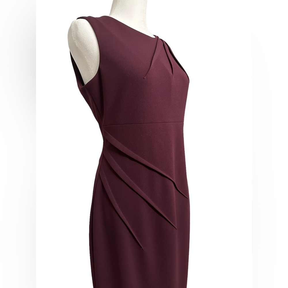 NWT Calvin Klein Aubergine Sheath Dress with Pleats